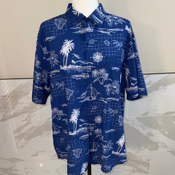 Tommy Bahama Other - Tommy Bahama Navy and White Island Map Shirt